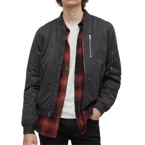 John Varvatos Collection Men's Sutter Flight Jacket Polyester Relaxed Fit Black